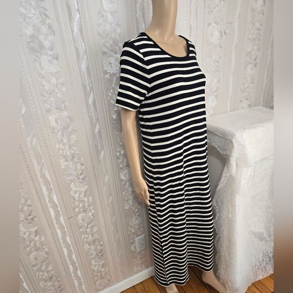 Tahari Black and White Striped Maxi Dress - Picture 4 of 7